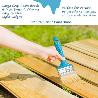 Magimate Stain Brush 4-inch Chip Brush Wide Flat Bristle Paint Brush for Painting Walls, Cabinets, House Touch-ups and dust Cleaning Teal - size: 4-inch (Single)