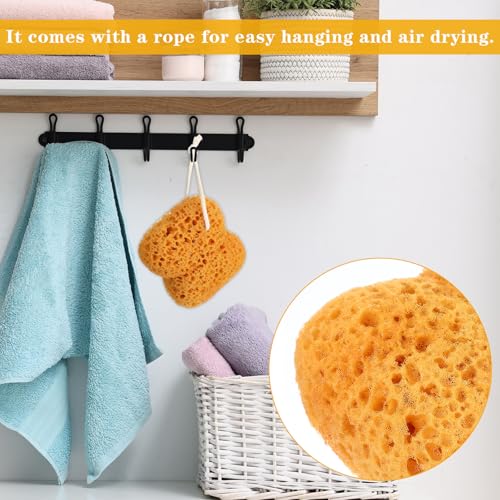 TIESOME 2 Pcs Sea Sponge for Shower, Large Sea Bath Sponges for Men & Women, Dense Foam Exfoliating Body Sponge for Gentle Deep Cleansing, Ultra Soft for Sensitive Dry Skin