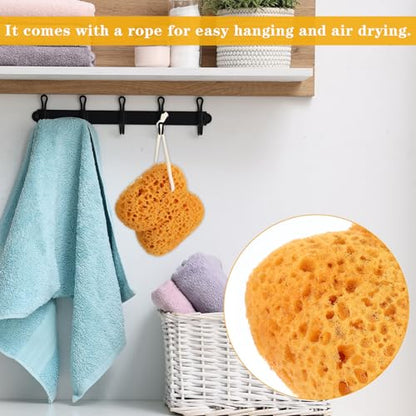 TIESOME 2 Pcs Sea Sponge for Shower, Large Sea Bath Sponges for Men & Women, Dense Foam Exfoliating Body Sponge for Gentle Deep Cleansing, Ultra Soft for Sensitive Dry Skin
