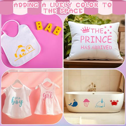 100 Pcs Small Stencils for Crafts, 2 Inch Reusable Cute Stencils for Painting on Wood DIY Craft for Drawing Templates Wall Home Decor Canvas Fabric (Baby Shower) - style: Baby Shower