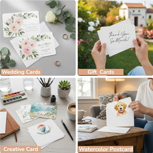 50 Sets Watercolor Paper, 4x6 Inch Watercolor Cards with Envelopes, 140lb/300gsm Water Color Paper, Art Supplies for Adults Kids, Cold Press Textured Cotton Sheets, Artist Painting Drawing Postcards