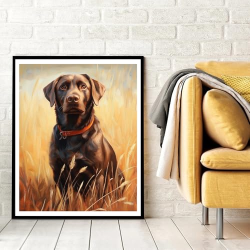 Natuyalo Animal Paint by Numbers Kit for Adults - Black Dog in the Rice Field Painting by Number on Canvas Without Frame, DIY Acrylic Art Crafts for Ideal Gift (16x20 Inch) - color: ART-04