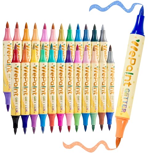 WePaint Glitter Brush Markers Pens 48 Colors Dual Tip Glitter Pens 24 Pack - color: 24 Pens-48 Colors