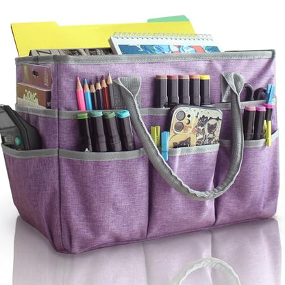 Cupohus Craft Organizer Tote Bag, Purple Sewing Bag for Art - color: Purple