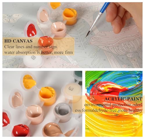 Mowana Paint by Numbers Kit for Adults Framed Canvas - with Wooden Easel, Adults' Paint-by-Number Kits Bee DIY Acrylic Oil Painting Kits Arts Crafts 7.8x7.8inch - color: Stained Glass Bee