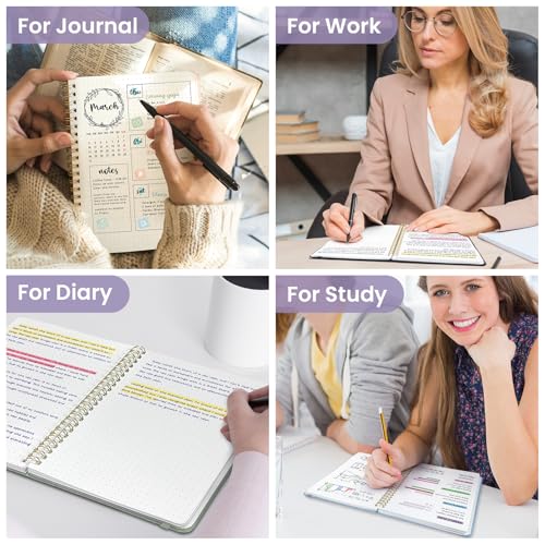 Taja Dotted Spiral Journal Notebook for Women & Men, 140 Pages, Dotted Notebook for Journaling & Note Taking, Journals for Writing, A5(5.7" x 7.9") – Purple - color: E.Purple, style: b-Dotted