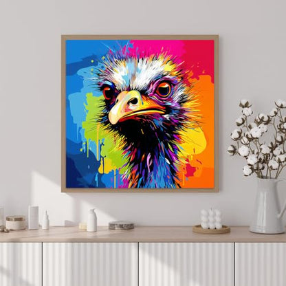 Artunion Framed Paint by Numbers Kit for Adults Beginners & Kids Ages 8-12,Colorful Ostrich Paint by Number with Frame,Animal Paint by Numbers Kit on Canvas 10 * 10 Inch Without Easel - color: ZXT-392-F