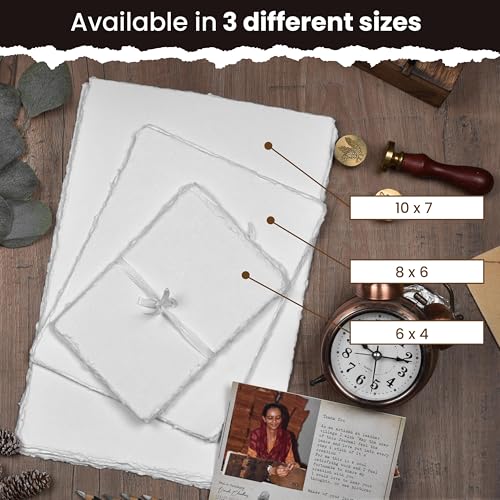 LEATHER VILLAGE Offwhite Deckled Edge Watercolor Paper 25 Sheets 4x6 Inches - color: White, size: 6 X 4 Inch