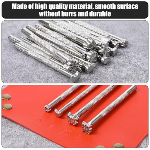 21 PCS Leather Stamping Tools, Leather Stamping Kit with Rubber Hammer, 20 Different Special Shape Stamp Set Carving Tools Stamps for Working