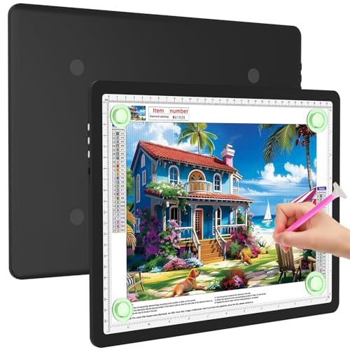 Elice Magnetic A4 Light Board for Diamond Painting, Ultra-Thin Tracing LED Light Box with Side Buttons, Super Bright Diamond Art Light Pad, Light Table for Drawing, Sketching, Weeding Vinyl - Black - color: Black, size: A4 without Carry Bag