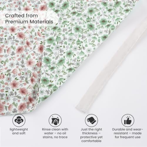 Aoomzoon Kitchen Aprons for Women with 2 Pockets,Double Sided Vintage Adjustable Apron for Gardening Cooking Arting Painting - color: Green/Red