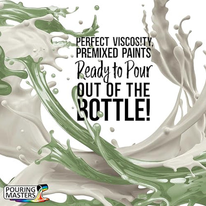 Pouring Masters Agave Green Metallic Pearl Ready to Pour Acrylic Pouring Paint - Premium 8-Ounce Pre-Mixed Fluid Acrylic Paint - Fluid Art Supplies for Canvas, Wood, Paper, Tile & Rocks | Ready to Pour, Premium Pre-Mixed Fluid Acrylic Paint - Fluid Art Su