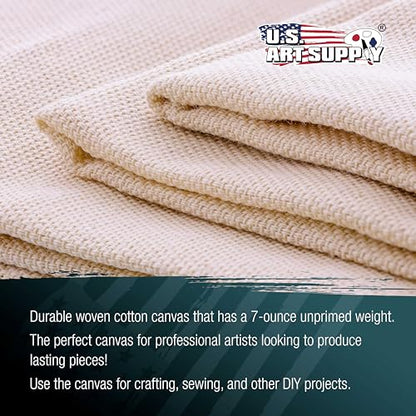 U.S. Art Supply 7-Ounce Unprimed Canvas Roll, 24" Wide x 6' Long (2 Yards) - size: 24-Inch-x-2-Yards