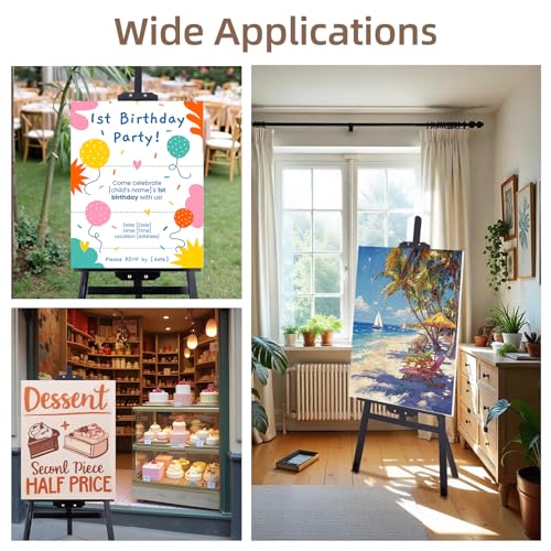 Falling in Art Adjustable Wooden Easel Stand for Painting&Display, Black | Folding Art Easel for Display, Drawing, Wedding Sign and Poster, Suitable for Kids and Adults, Holds Up to 42" - style: Black -1 Pack