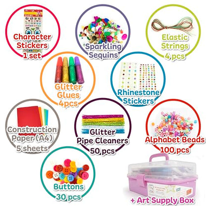Olly Kids Art Kit, Arts & Crafts Supplies Set for Kids Ages 4-8 - color: Pink