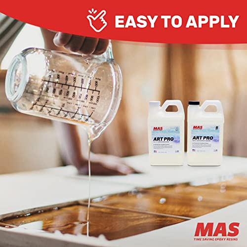 MAS Epoxies Art Pro UV Resistant Clear Epoxy Resin Kit, 1-Gallon | Zero VOCs, Self-Leveling, Ideal for Jewelry Making, Flower Preservation, Resin Crafts, Use With Pigment Powders, Alcohol Ink - size: 1 Gallon
