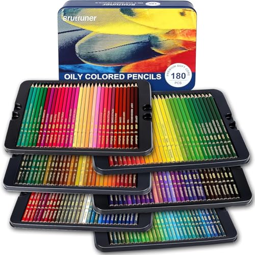 LBW 180 Colored Pencils for Adult Coloring Books, 12 Metallic Pencil, Oil Based Soft Core Professional Color Pencils Set for Artists Beginners, Ideal for Drawing Coloring Sketching Blending