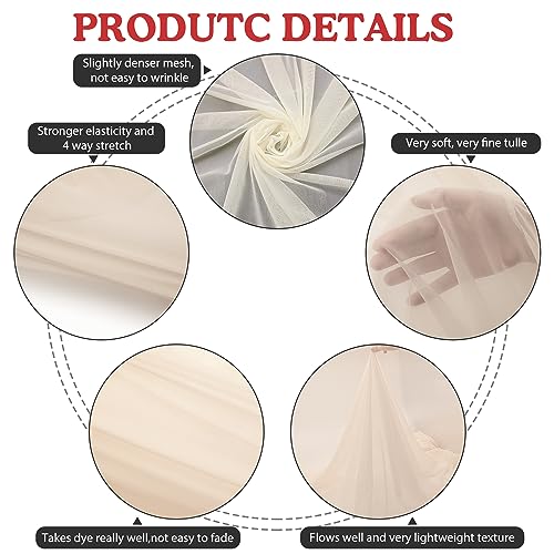 Power Mesh Fabric Superfine Stretch Net 5 Yards Long 60" Wide (Light Nude) - color: Light Nude, size: 5 Yards