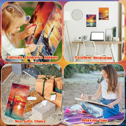 Tinlade 24 Pcs Pre Drawn Canvas for Painting Stretched,Sea Sunset - size: Sea Sunset