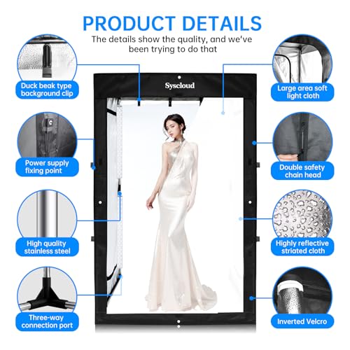 Photo Studio Light Box, 47"x39"x78" Professional Dimmable Shooting Tent Kit with 640 LEDs Lights & 3 Kinds Double-Sided Color Backgrounds for Large Product Photography - size: 47 x 39 x 78 inches