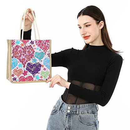 DOOSAI Diamond Painting Canvas Tote Bags 4 Pack Boho Diamond Dots Art Kits Shoulder Bags 5D DIY Handbags Handmade Gifts Reusable Shopping Bags with Handle for Women Adults(Bird Butterfly Mandala Love) - color: 4 Pack Birds Butterfly Mandala-Flower Love