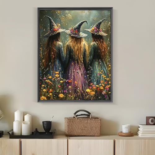 Halloween Witch Flower Diamond Art Kits for Adults, 5D Diamond Painting Kits for Adults Beginners, DIY Full Round Drill Diamond Dot Painting Gem Art Kits for Adult, Home Wall Decor 11.8x15.7 Inch - color: NZ66