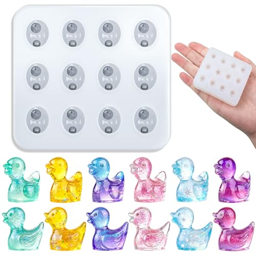 Mini Cute Duck Figurines Silicone Mold | Micro Dollhouse Animal Epoxy Casting Mold Realistic Shapes for DIY Resin Art Fairy Garden Miniatures Landscape Crafts Decor - color: 1 Pc Duck White
