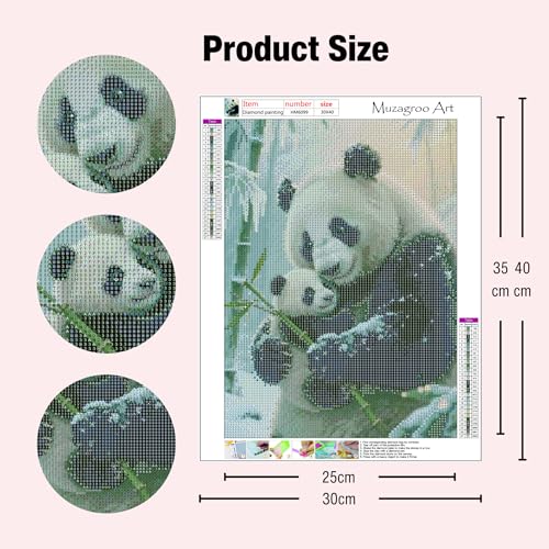 Muzagroo Art 5D Diamond Paintings Kits for Adults Round Full Drill Diamonds Art Kits for Beginners Diamond Art Paintings Gem Art Kits Animals Diamond Dots 30x40cm (Panda) - color: Panda