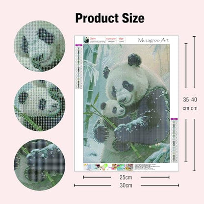 Muzagroo Art 5D Diamond Paintings Kits for Adults Round Full Drill Diamonds Art Kits for Beginners Diamond Art Paintings Gem Art Kits Animals Diamond Dots 30x40cm (Panda) - color: Panda