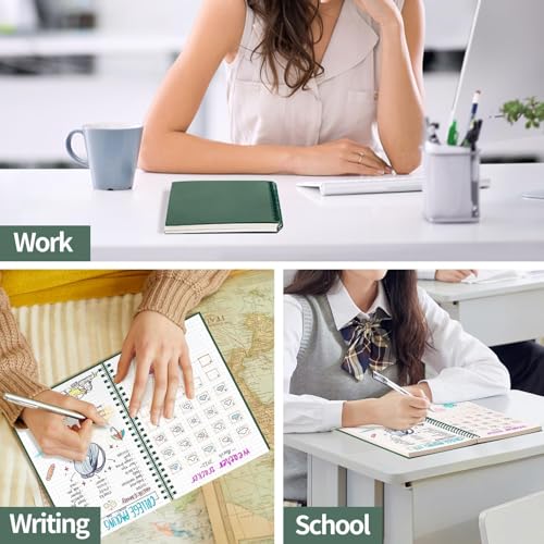 AHGXG Spiral Graph Paper Notebook, 110 Pages, A4 (8.5" x 11") | 100 gsm Thick Grid Paper, Waterproof Plastic Cover, for School Writing Engineering (Green) - color: Green, style: A4-Graph
