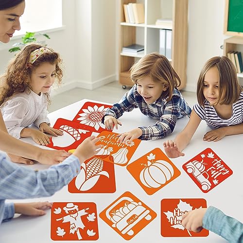 36pcs Fall Thanksgiving Drawing Stencils for Kids 8 Inch Pumpkins Sidewalk Chalk Stencils Painting Large Washable Reusable Autumn Themed Primary Shape Template for Thanksgiving Kids Toddlers Preschool - style: Fall