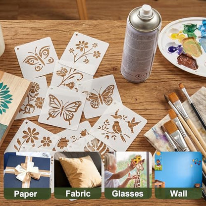 3 Inch Botanical Stencils for Painting - 80 Pcs Reusable Nature Craft Templates with Floral, Butterfly & Bird Motifs for DIY Home Decor, Wood Signs, Wall Art&Classroom Projects (3inch) - size: 3inch