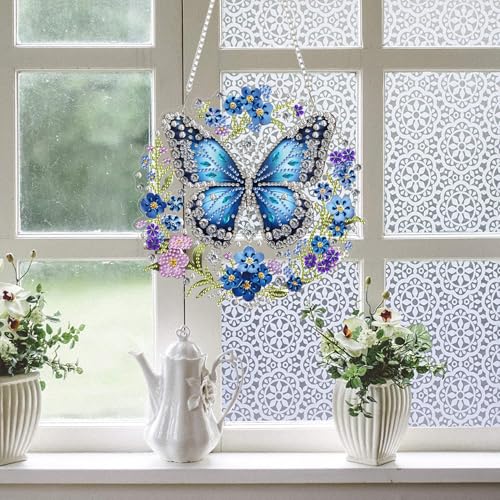 RYMILIE Hanging Diamond Art Kits for Adults Butterfly 8x8inch - color: DP03338
