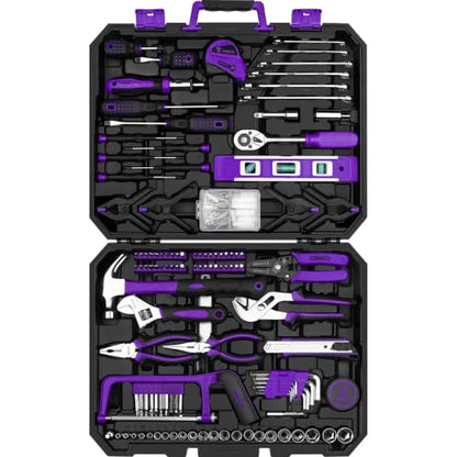 DEKOPRO Tool Set: 228 Piece Home Tool Kit, Household Basic Repair Tool Set Comes with Storage ToolBox, Socket Wrench Set for Car, Hand Tool Box Set for Home - Purple - color: Purple