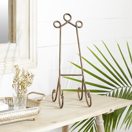 Deco 79 Metal Display Easel Scroll Tabletop Easel, Display Stand 7" x 10" x 19", Gold - color: Gold, size: CONVENIENTLY SIZED