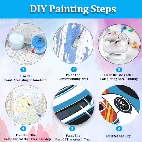 Artunion Framed Paint by Numbers Kit for Adults Beginners & Kids Ages 8-12,Racing Car Paint by Number with Frame,Car Lovers Paint by Numbers Kit on Canvas 10 * 10 Inch Without Easel - color: ZXT-341-F