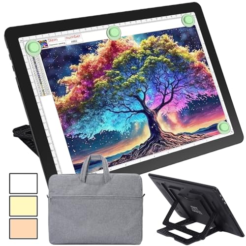 Phylosal Rechargeable A4 Light Pad with Built-in Stand & Bag, Magnetic Tracing Light Box for Drawing, Diamond Art Light Board with Side Button, Super Bright Light Table for Diamond Painting, Sketching - color: Black, size: A4 with Handbag