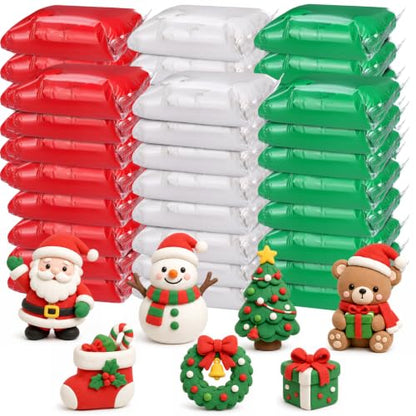 VioraWhite 100 Pcs Air Dry Clay Bulk Modeling Clay for Kids Lightweight Foam Modeling Clays DIY Molding Clays for Kids Adults Crafts Gifts School Project Supplies (Red,Green，White) - color: Red,Green，white