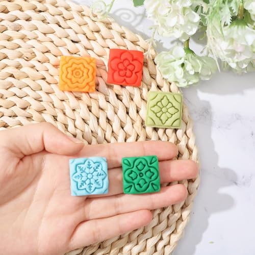 ORIGACH 12 Style Flower Tile Polymer Clay Cutters Set | Bohemian Polymer Clay Cutters Set for Earring Making - style: Flower Tile
