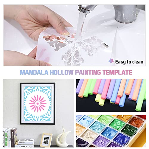 16 Pcs Mandala Stencils, 6x6 Inch Reusable Painting Templates for DIY Craft | Pet Material, Smooth Edges, Reusable Mandala Designs, Washable, for Wood, Rock, Walls, Paper, Fabric, and Scrapbook Cards - style: Mandala Stencils-2
