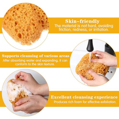 TIESOME 2 Pcs Sea Sponge for Shower, Large Sea Bath Sponges for Men & Women, Dense Foam Exfoliating Body Sponge for Gentle Deep Cleansing, Ultra Soft for Sensitive Dry Skin