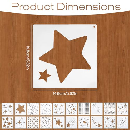 20 Pcs Star Stencils for Painting, 5.9inch Large Star Stencil Set | Reusable Stencils for Crafts, DIY Drawing Template for Crafts Home Decor on Wood, Canvas, Paper, Fabric, Walls, Furniture
