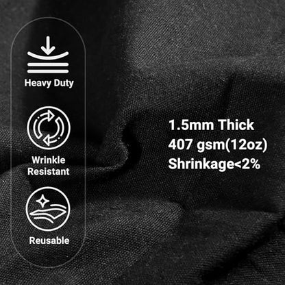 12oz Heavy Duty Cotton Canvas Fabric, Thickend Cotton Duck Cloth, 3 Yard - color: Black, size: 3 Yards Pre-cut