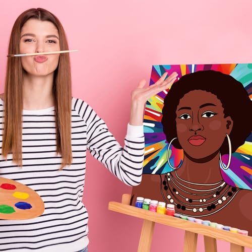 Harloon 36 Pcs 8 x 10 Inch Pre Drawn Canvas for Painting Afro Queen Pre Stretched Canvas Painting for Adults Outline for Sip and Paint Party Supplies Favor - style: Afro Queen