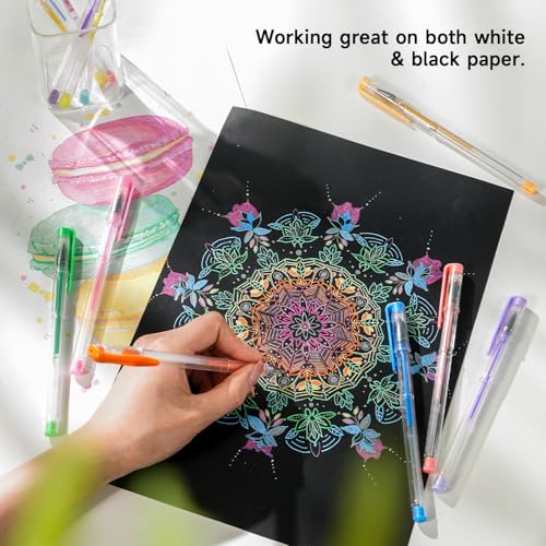 Shuttle Art Pastel Gel Pens, 24 Pastel Milky Colors Gel Pen for Black Paper, Adults Coloring Books Drawing Doodling Crafts Scrapbooking Journaling - color: 24 Pack Pastel Tone