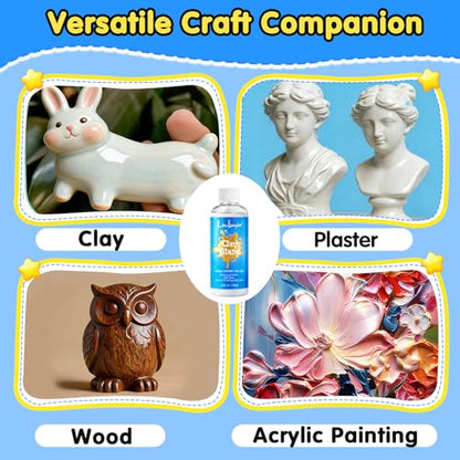 Air Dry Clay Glaze, 6.8 OZ/200ml High Gloss Varnish, Protective Sealant to Prevent Cracking & Scratching While Providing a Gloss Glaze Effect - for Ceramics, Wood, Acrylic Painting and Crafts (Gloss)