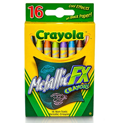 Crayola Metallic Crayons (16ct), Kids Crayons for Coloring and Drawing, Glitter, Shiny, and Unique Colors, Gift for Kids, Nontoxic, 3+