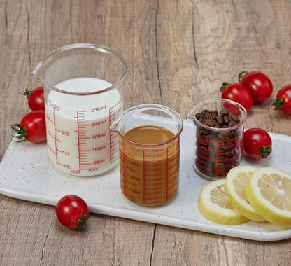 Ackers BORO3.3 Glass Measuring Cups with Spouts, 3-Piece Set, 60/120/250 ml - size: 60ml/120ml/250ml Measuring Cup Set