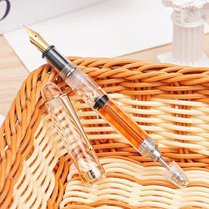 Asvine V126 Vacuum Filling Fountain Pen Extra Fine Nib, Transparent Clear Acrylic, Large-Capacity with Gift Case - color: Transparent clear, style: Extra Fine Point