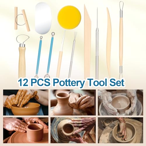Amrules 12 Pcs Polymer Clay Sculpting Tools Kit for Adults, Light Yellow - color: Lightyellow-12Pcs